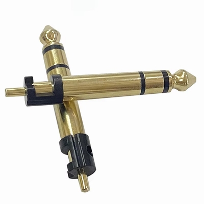 Goudgeplatte 6,35 mm stereo 3 polen stereo audio mannelijke connector audio microfoon aansluiting voor koptelefoon