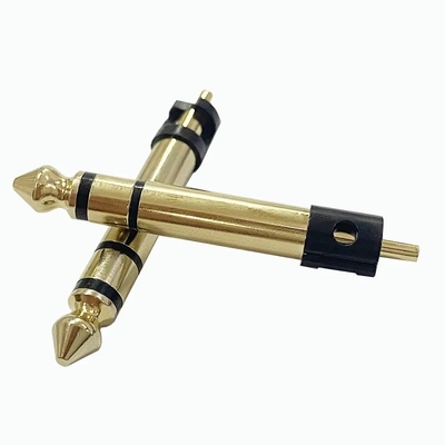 Goudgeplatte 6,35 mm stereo 3 polen stereo audio mannelijke connector audio microfoon aansluiting voor koptelefoon